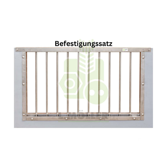 Befestigungssatz aus Edelstahl für das Flexgate Kontaktgitter, einfache und sichere Montage für die Buchtenstrukturierung in der Mastschweinehaltung.